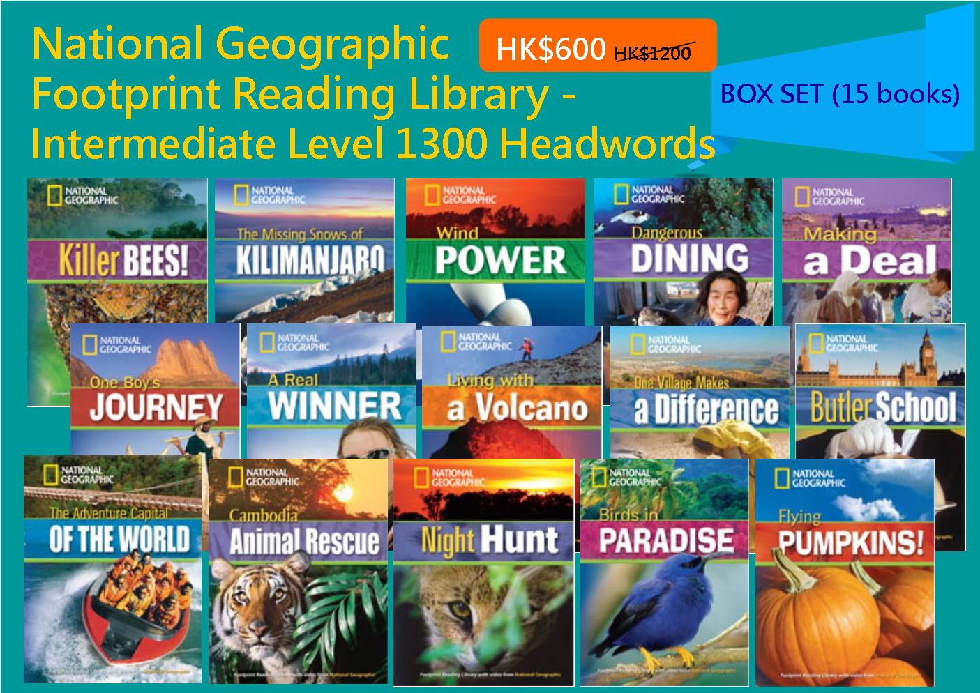 National Geographic Footprint Reading Library - Intermediate Level 1300 Headwords (Box Set - 15 books)